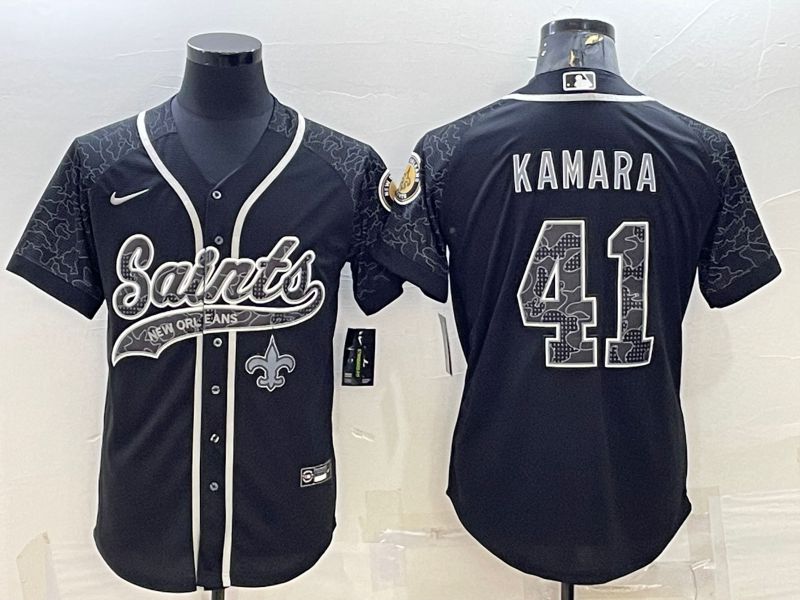 Men New Orleans Saints 41 Kamara Black Reflector 2022 Nike Co branded NFL Jerseys